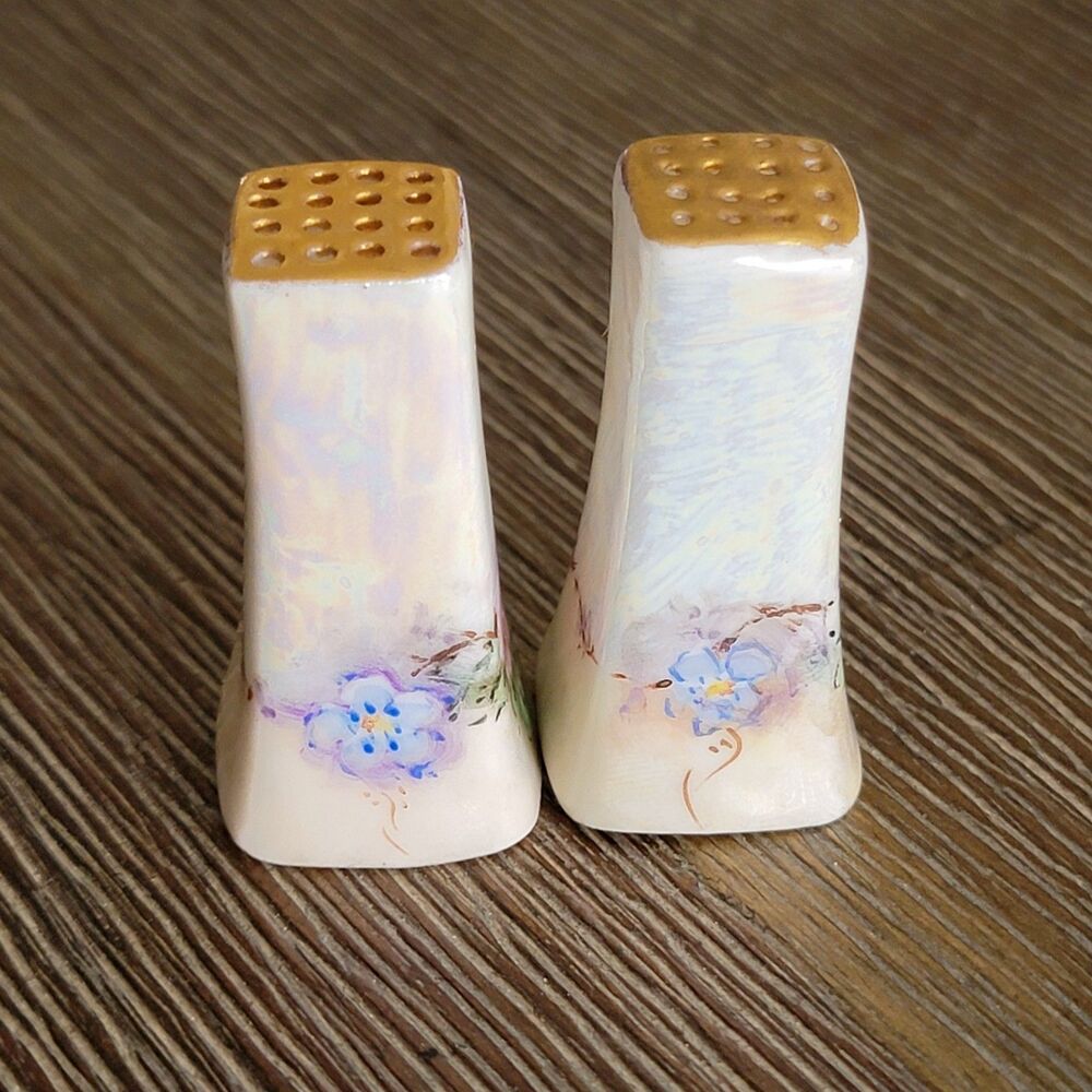 Antique Bavaria Hand Painted Porcelain Salt Pepper Shaker Floral Roses Victorian - Picture 4 of 6
